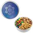 The Royal Tin w/ M & M' s  , Mixed Nuts, & Caramel Popcorn - Snowflake